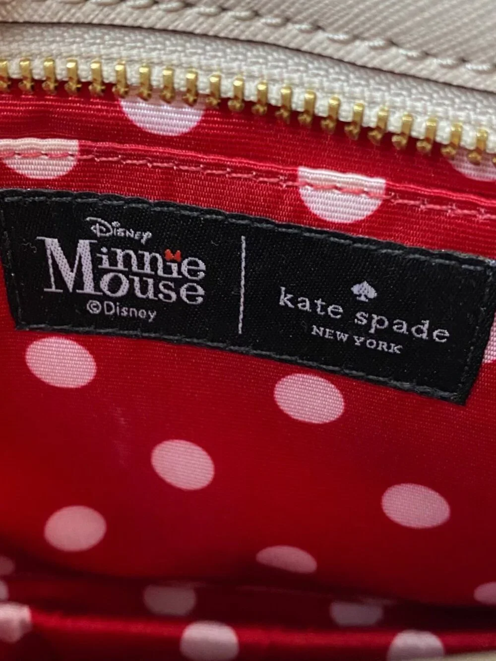 Kate Spade New York Minnie Mouse Crossbody Bag Beige Leather Chain Strap - Picture 12 of 14